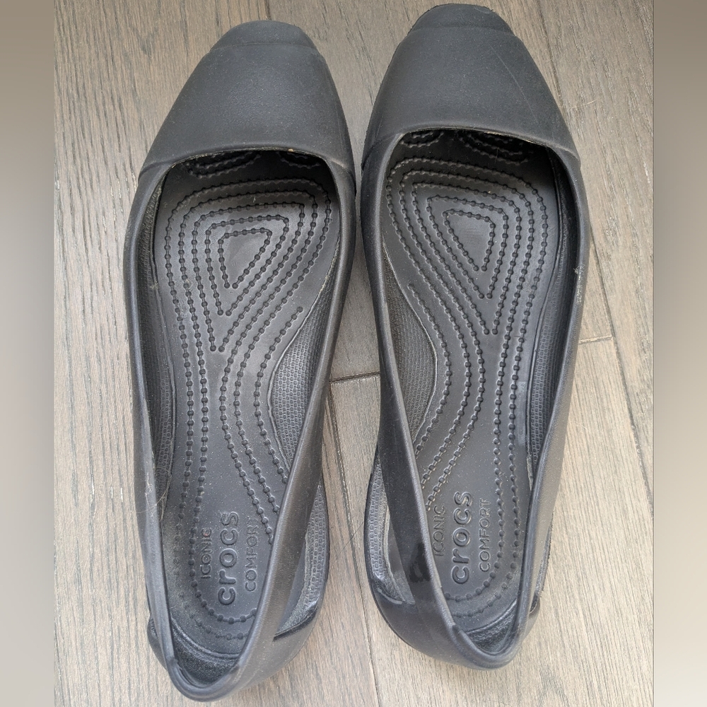 EUC Black Sienna Crocs Ballet Flats Women's 7